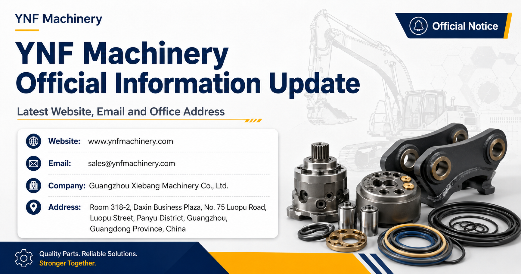 أحدث مدونات الشركة حول Excavator Parts Supplier Updated Official Information of YNF Machinery