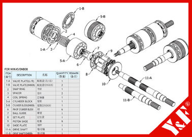 شراء أجزاء كاواساكي حفارة NVK45 / DNB مضخة هيدروليكية الضغط العالية والعمر الطويل online manufacture